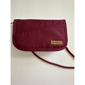Eddie Bauer Outdoor Travel Wallet Burgundy Nylon Full Zip Crossbody Mini Purse